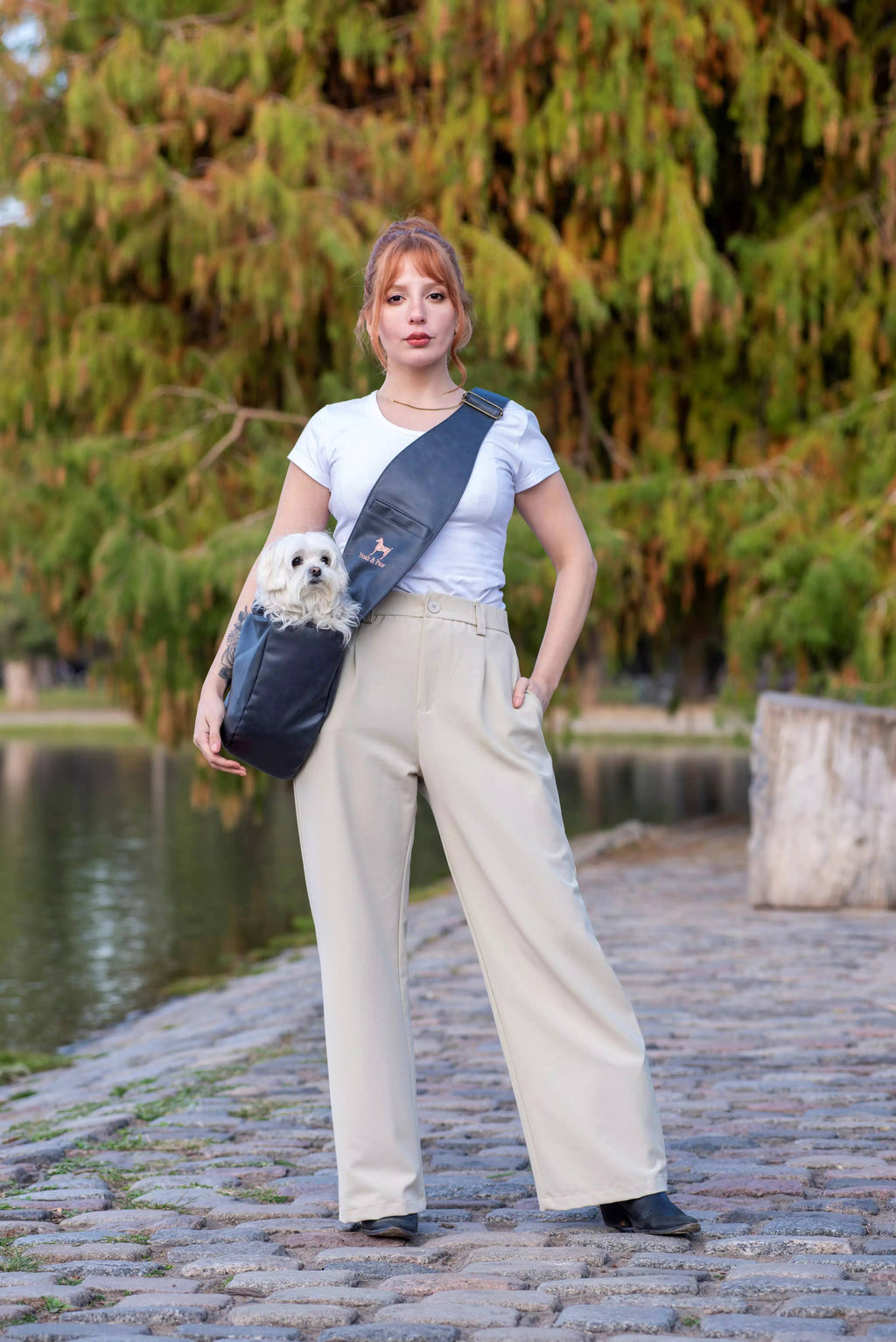 Vegan Leather Pet sling Carrier 3x Safety - The Bougie Pet Boutique