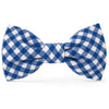 Lake Blue Gingham Dog Bow Tie