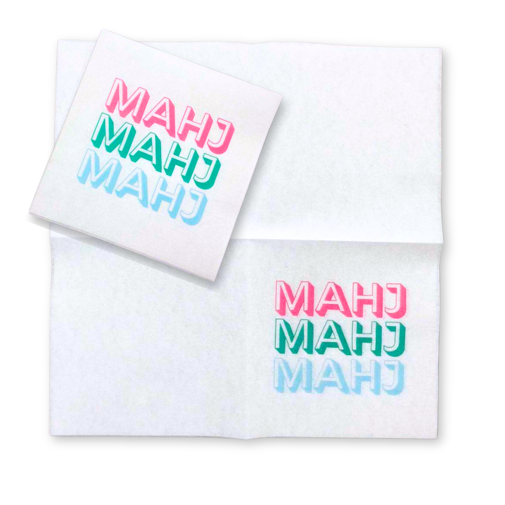 Mahjong Cocktail Napkins - 50-Pack | 5'' x 5'' folded Mahjon My Fair Mahjong