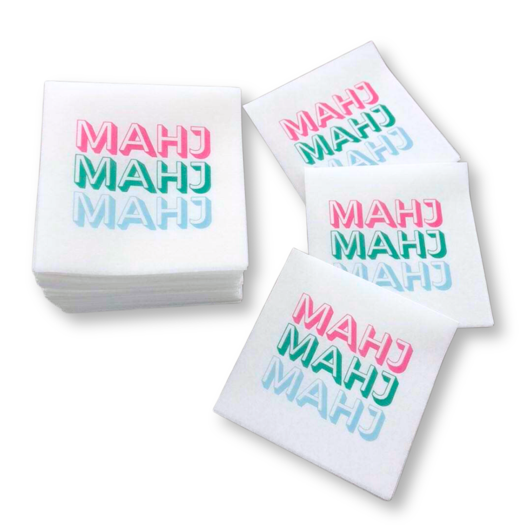 Mahjong Cocktail Napkins - 50-Pack | 5'' x 5'' folded Mahjon My Fair Mahjong