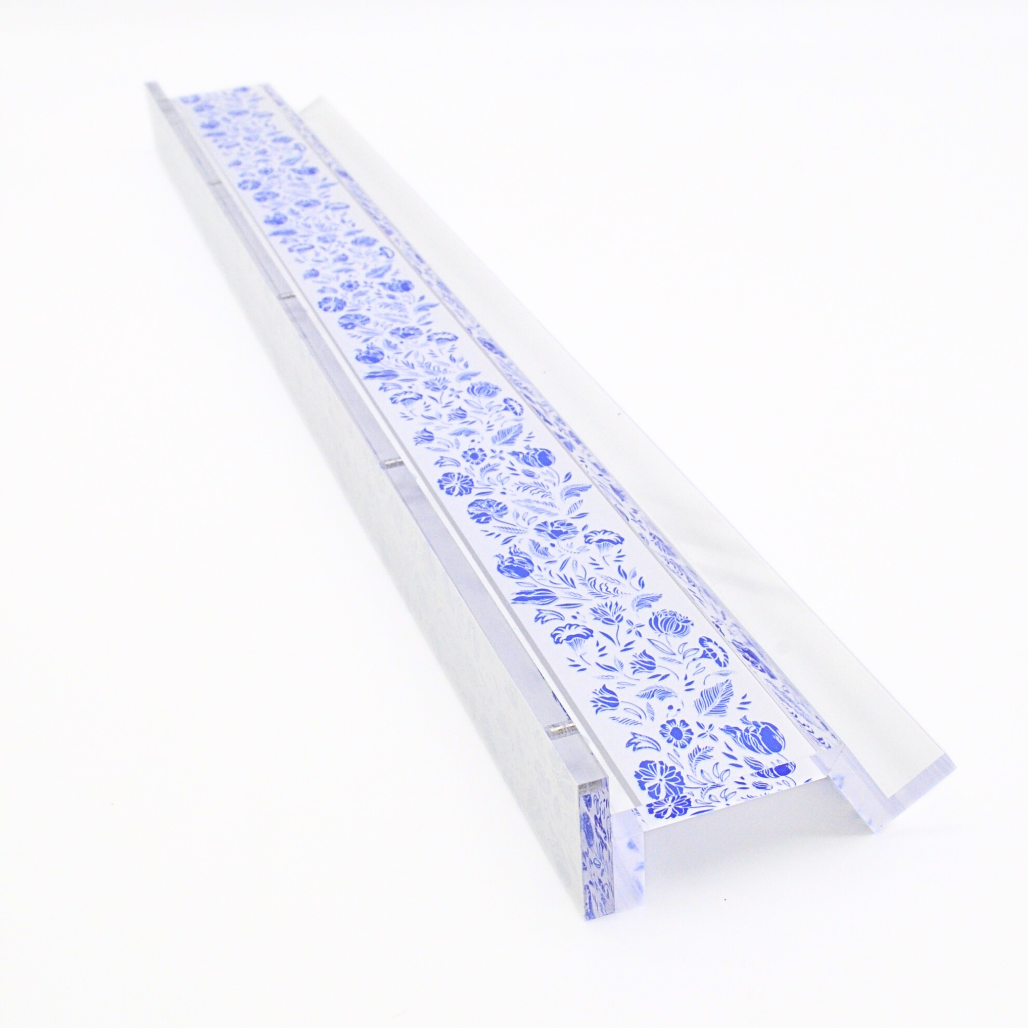 Blue and White Chinoiserie Mahjong Rack and Pusher, Set of 4 Middle & Main Mahjong