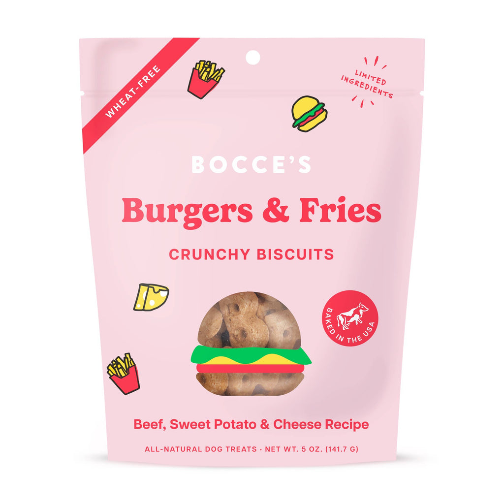 Bocce's Bakery Burgers & Fries Biscuit Dog Treats 5oz - The Bougie Pet Boutique