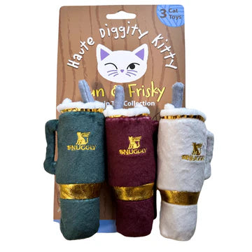 Haute Diggity Kitty Holiday Snuggly Cup 3-Pack (Red, Ivory, & Green)