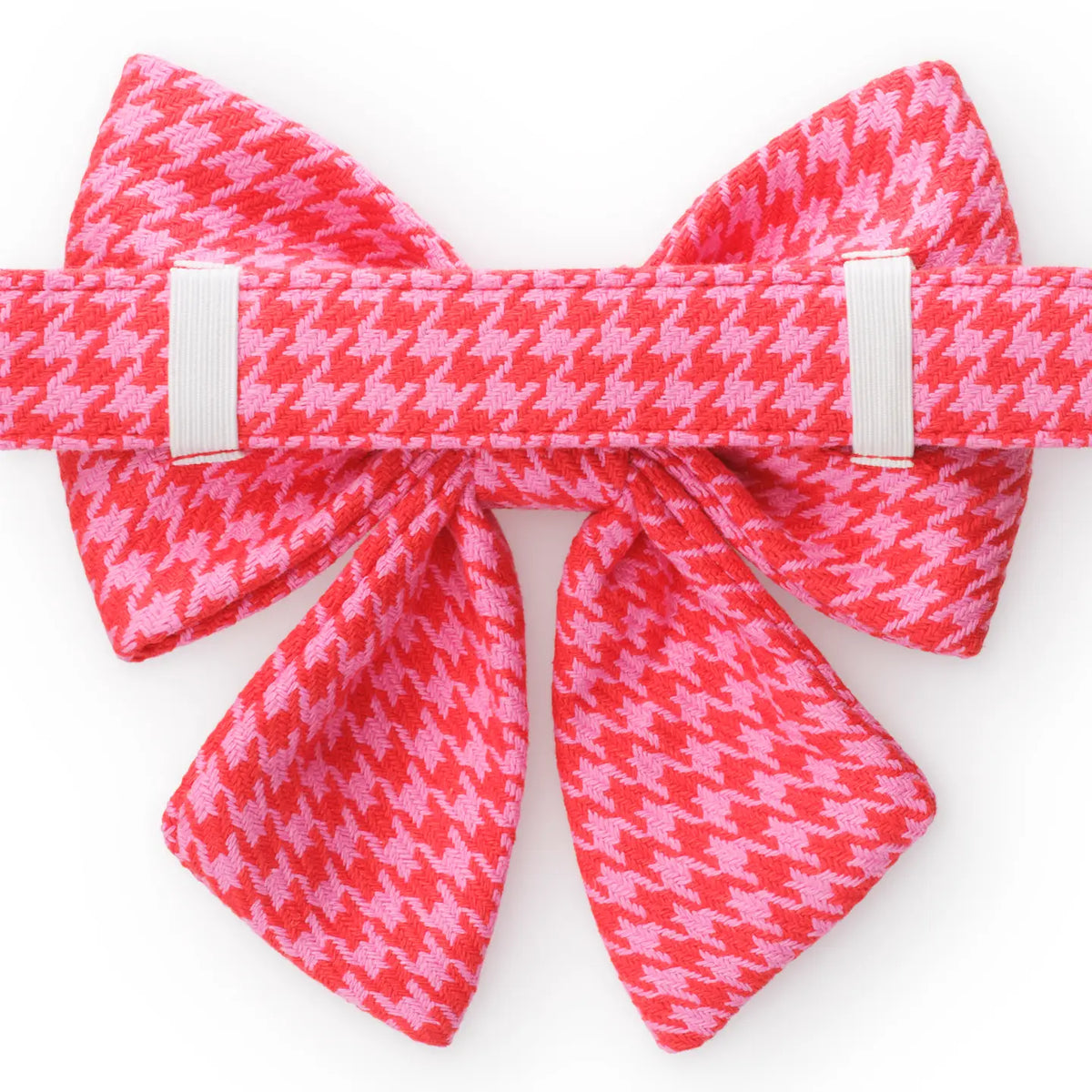 Pink and Red Houndstooth Lady Dog Bow The Foggy Dog